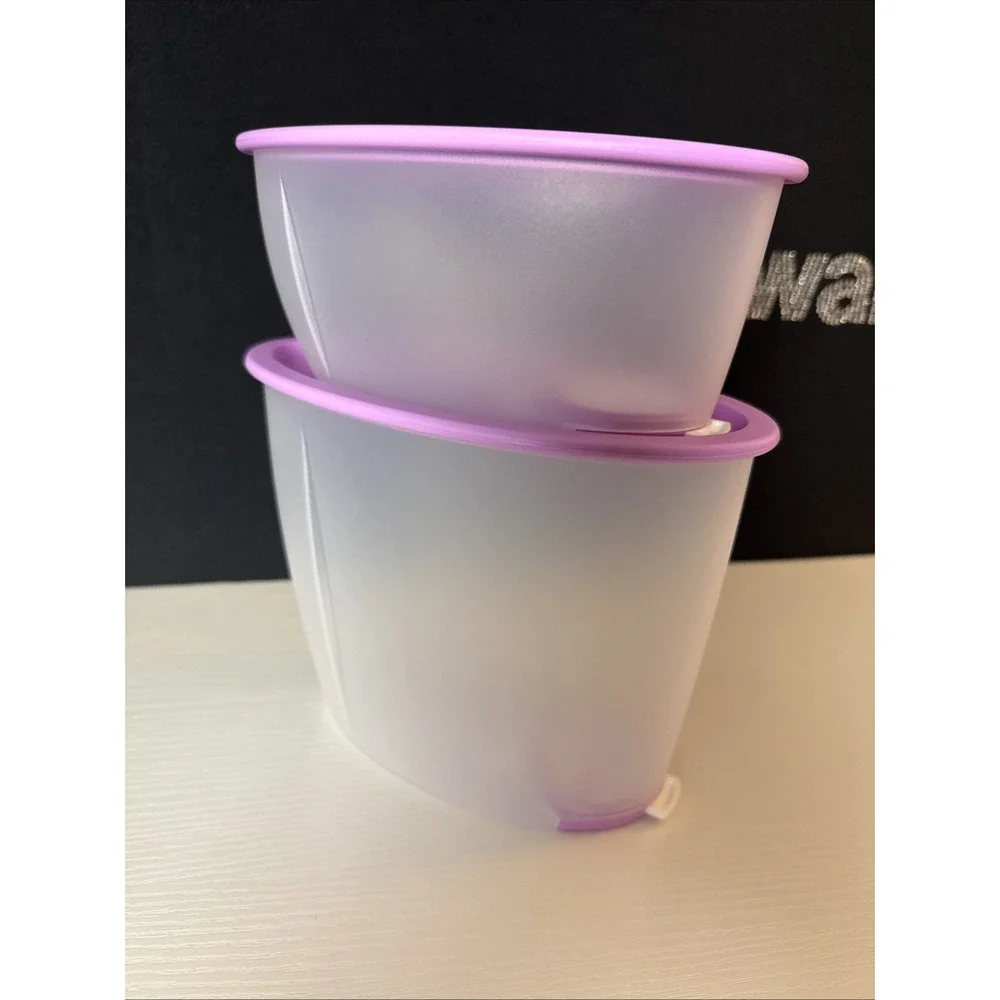 Tupperware Fifo Cereal Keeper Container Dry Food Set Purple Seal  3 & 7 Cup